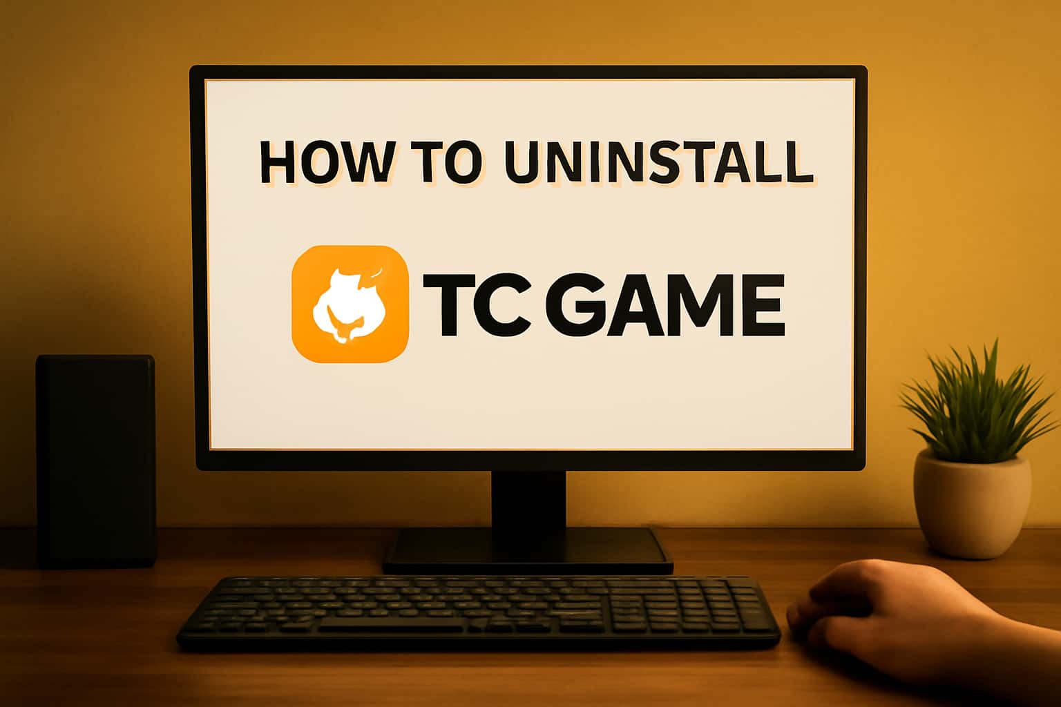 Visual representation of uninstalling TC Game with clean typography.