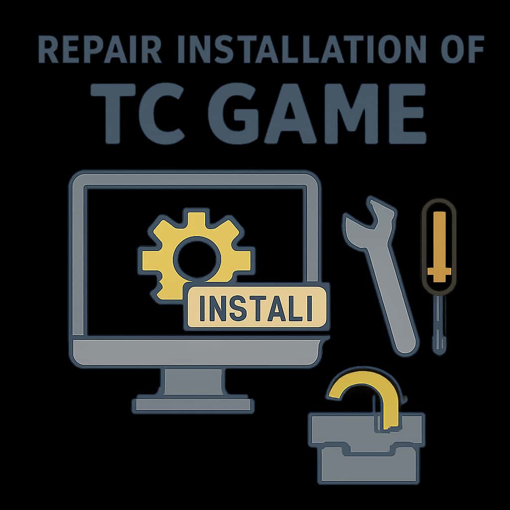 An educational diagram illustrating the steps to repair TC Game installation.