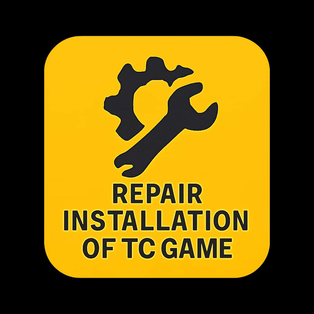 A badge representing the repair installation guide for TC Game.