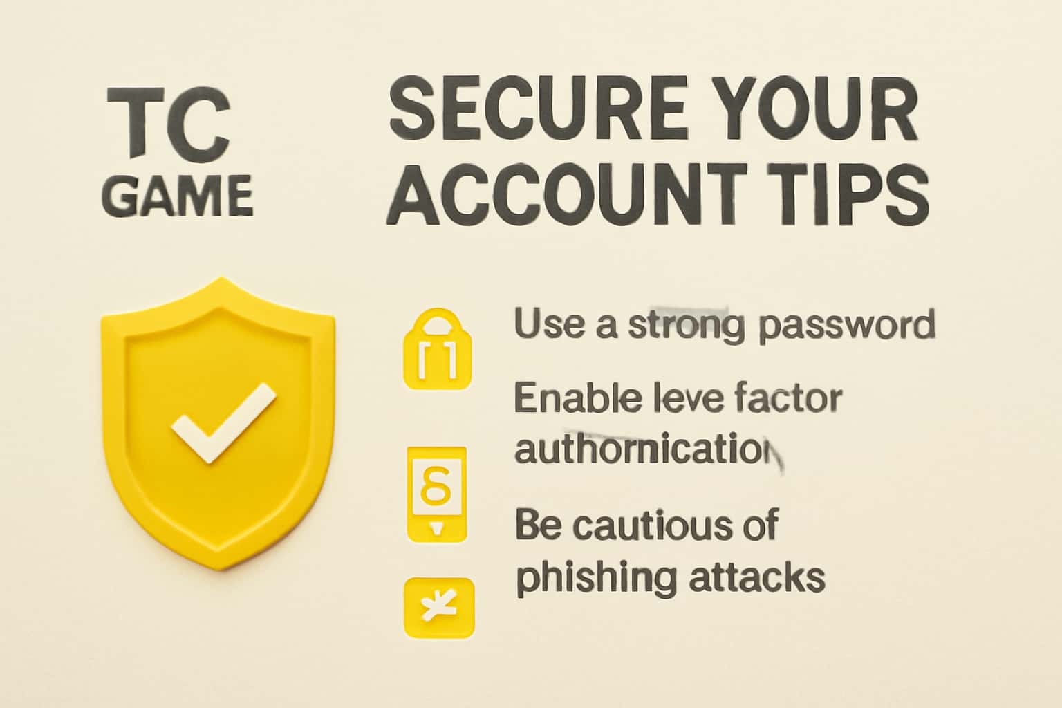 An informative scene illustrating tips for securing a TC Game account.
