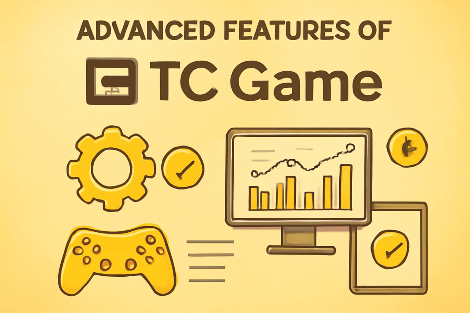An informational graphic displaying the advanced features of TC Game.