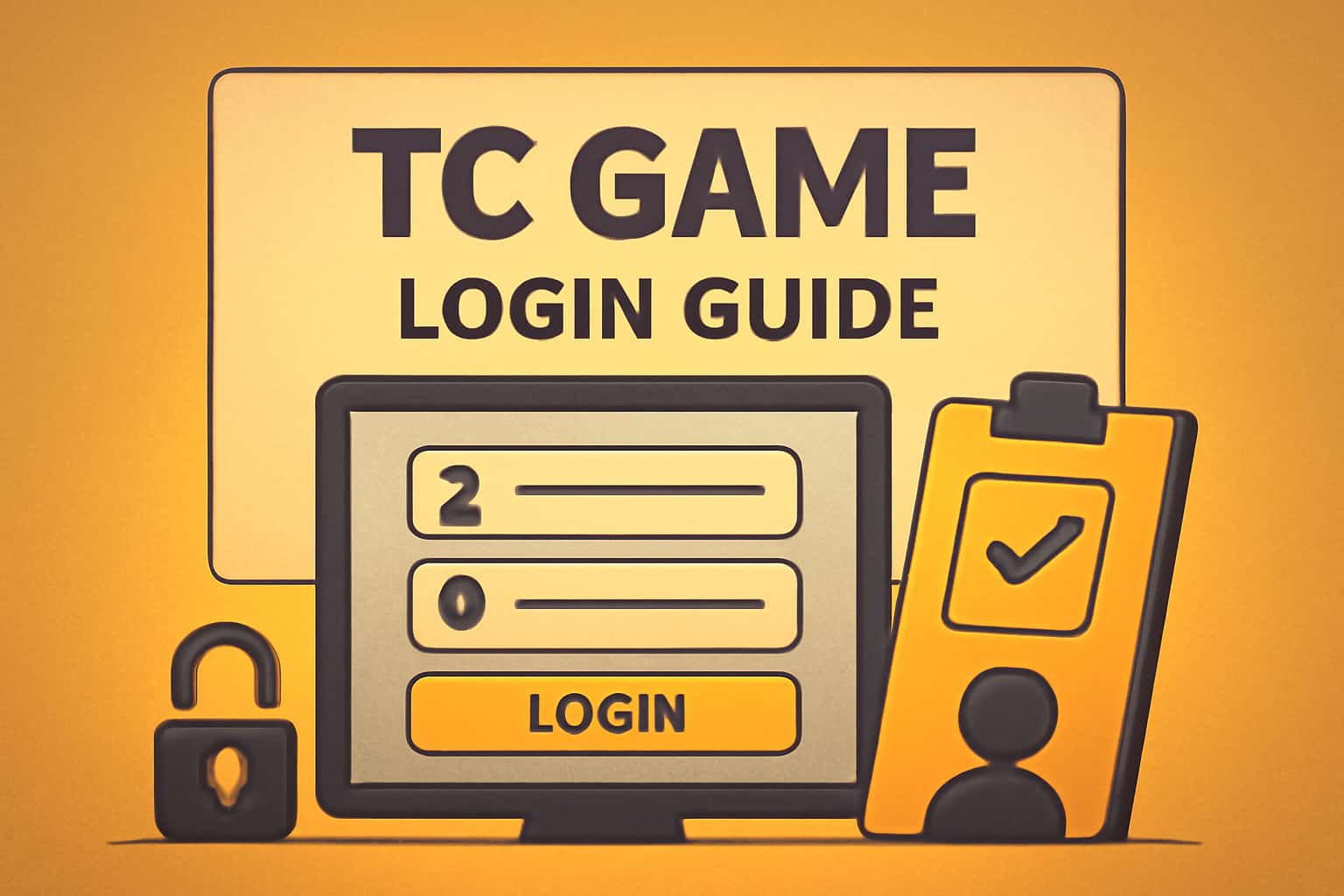 An informative graphic illustrating the TC Game Login Guide with a futuristic design.