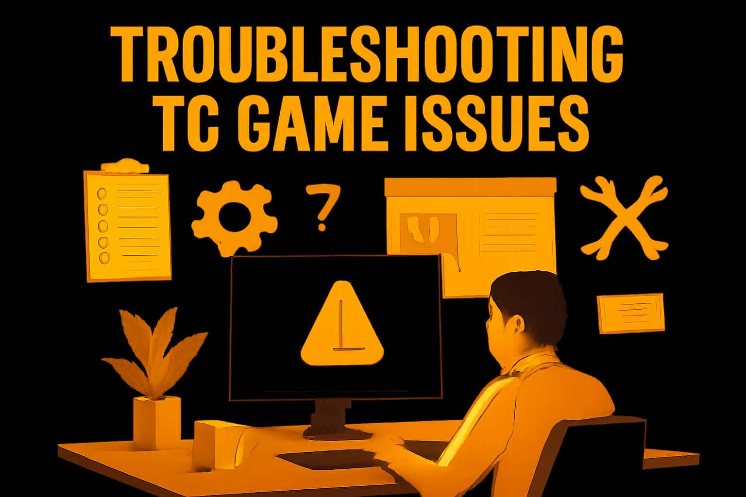 An informative scene detailing troubleshooting steps for the TC Game.